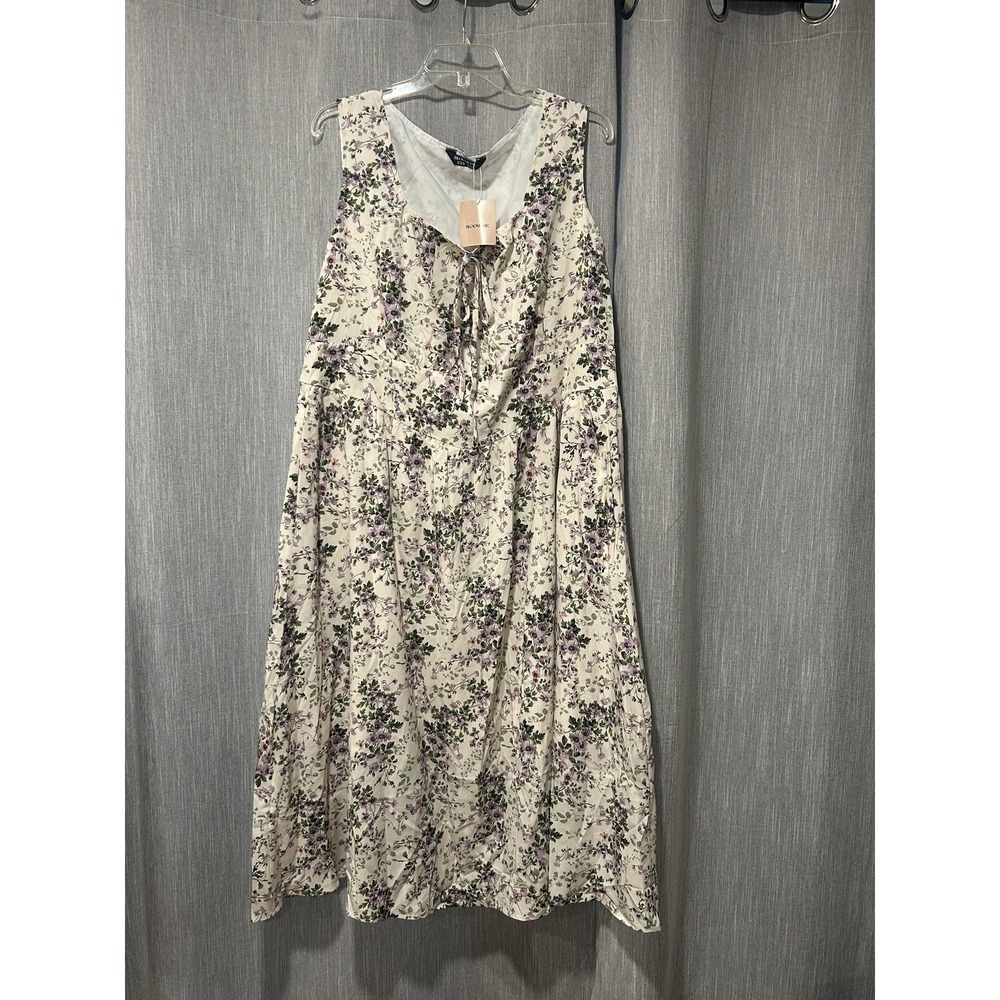 BloomChic Dress Womens 18-20 Plus White Floral Maxi Fit & Flare Sleeveless